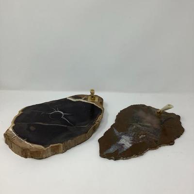 026: Two Petrified Wood Raw Mineral Pen Holders