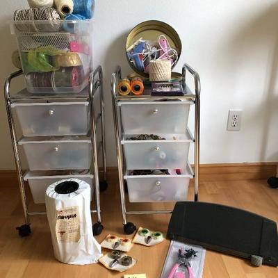 097:  Two Rolling Bins of Art Supplies