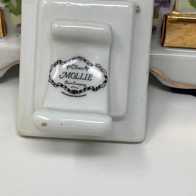 028:  Mantle Clock and Assortment of Pretty Floral Items