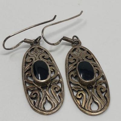 069:  Some Sterling and Black Stone Earrings