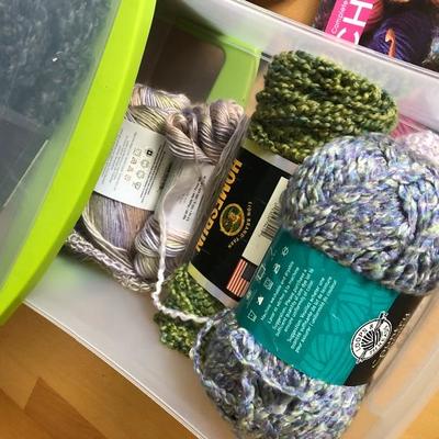 091: One large Rolling Drawer Bin and Other Full of Yarn