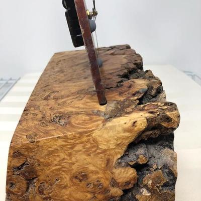 131:  Hand Crafted Wood and Petrified Wood Piece Mantle Clock