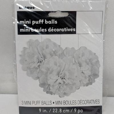 Mini Puff Balls Decoration 5 Qty - New, Damaged package