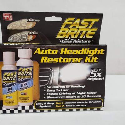 Auto Headlight Restorer Kit, Fast Brite, Lens Restore - New