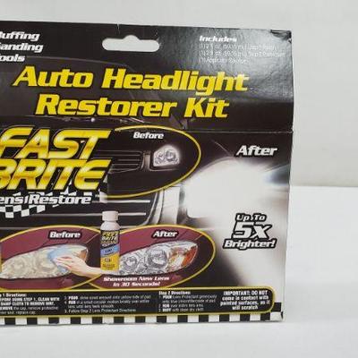 Auto Headlight Restorer Kit, Fast Brite, Lens Restore - New