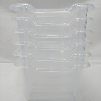6 Scoop Front Plastic Tote Containers 12x8x5
