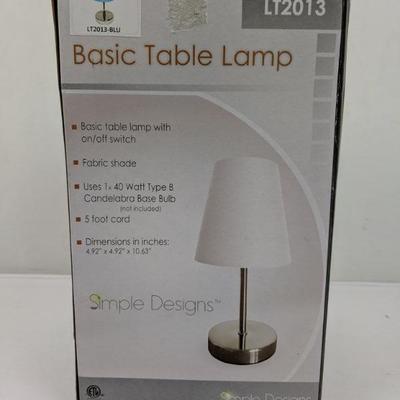 Blue Basic Small Table Lamp - New, Opened Box