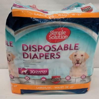 Simple Solution Disposable Diapers Large/LX 30 Ct - New