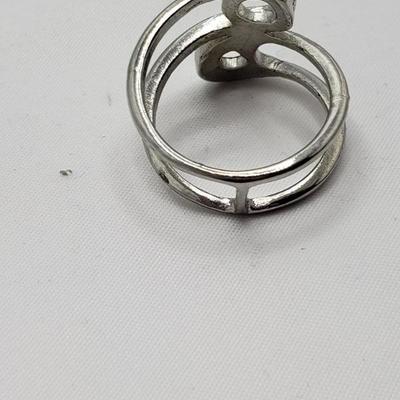 Safety pin silver fashion ring