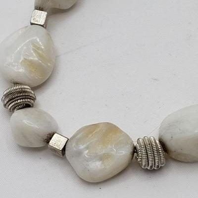 White stone and sterling bracelet