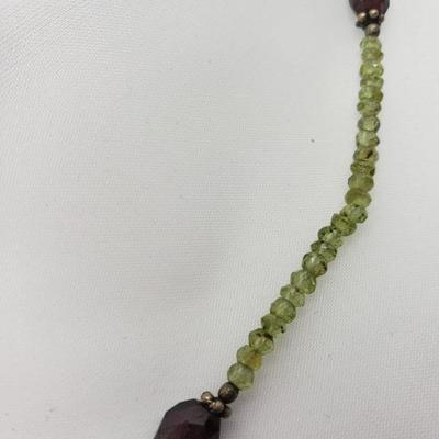 Green and purple beaded necklace