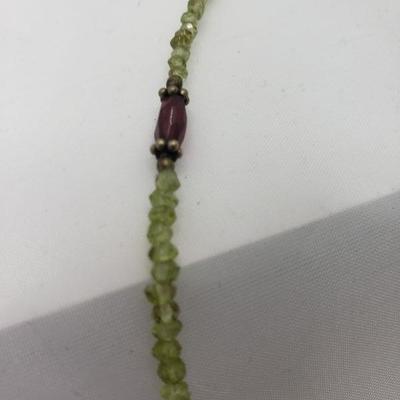 Green and purple beaded necklace