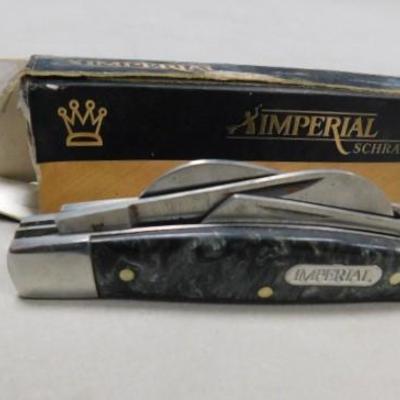 Imperial Schrade 4 Blade Knife with Black Swirl Handle 8