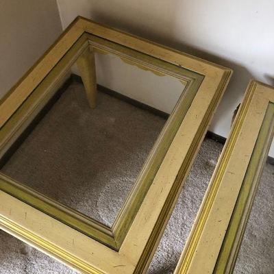Pair of French Country End Tables w/ Glass Top