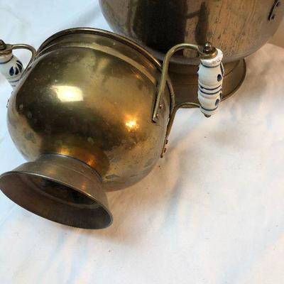 Lot #142 Vintage Brass Ash bucket plus other little buckets