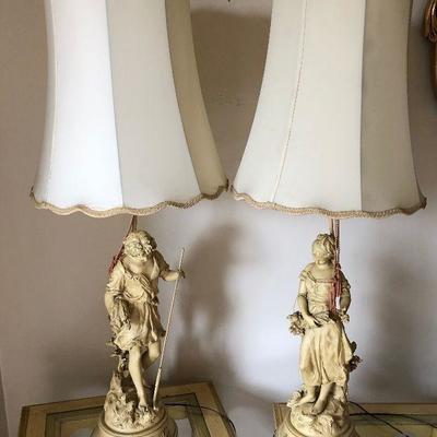 Pair of Spelter French Country Lamps