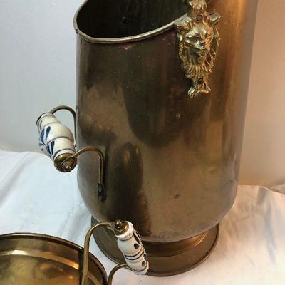 Lot #142 Vintage Brass Ash bucket plus other little buckets