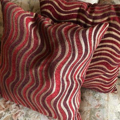 #36 Brocade Red Stripe Pillows (2)