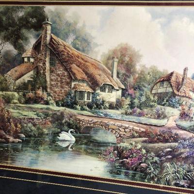 Lot #50 Cottage and swan pond by ? Print