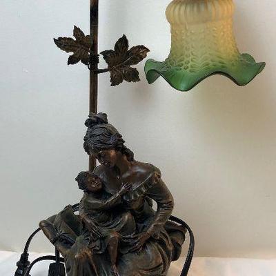 Lot 115 Resin Cast Mother and Child lamp 