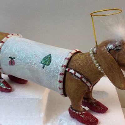 Lot #138 Resin Christmas Angel Weiner Dog 
