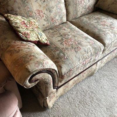 Bassett Floral Couch - Pink and Green Hues