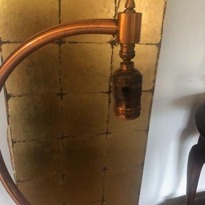 Lot #163 Antique Circa 1930's Copper tone Floor Lamp 