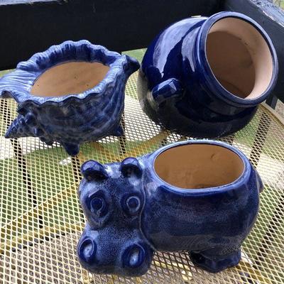 #42 Blue Ceramic Garden Planters 