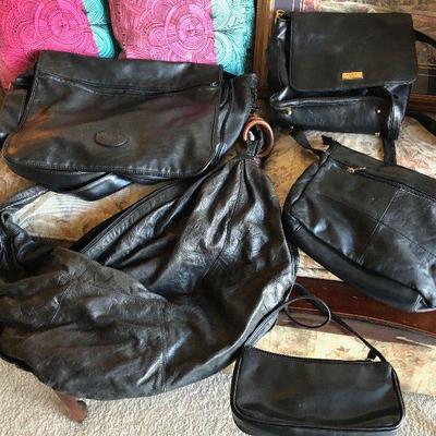 Lot #70 - 5-Black leather purses