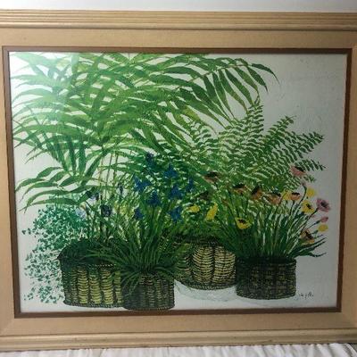 Lot #173 Art print - Green 70's ferns in baskets 