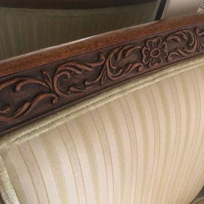Lot #174 Upholstered Walnut Carved arm chair 