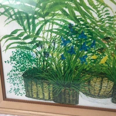 Lot #173 Art print - Green 70's ferns in baskets 