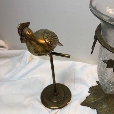 Lot #103 Brass items: Bell, apple , bird, vase