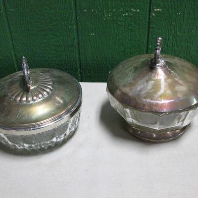 Glass Bowls With Silver Plated Lids
