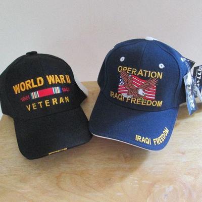 2 World War II Hats & 5 Operation Iraqi Freedom Hats