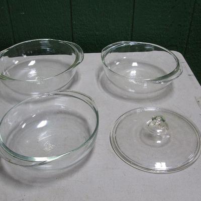 3 Pyrex Bowls - 1 with Lid