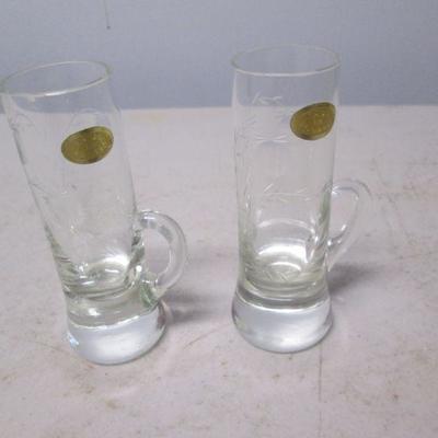 Shot Glasses With Handles - Crystal Etched