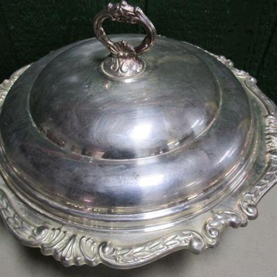Silver Plated Tray & Warmer With Dish