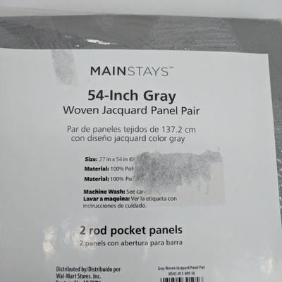 Mainstays Gray Woven Jacquard Panel Pair 27 in x 54 in - New
