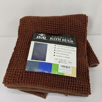 Chenille Bath Rug Non Slip Coffee - New