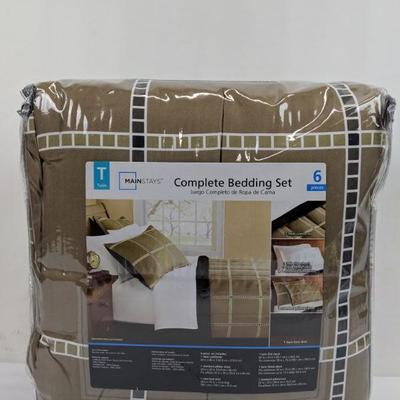 Mainstays Complete Bedding Set Twin Tan - New