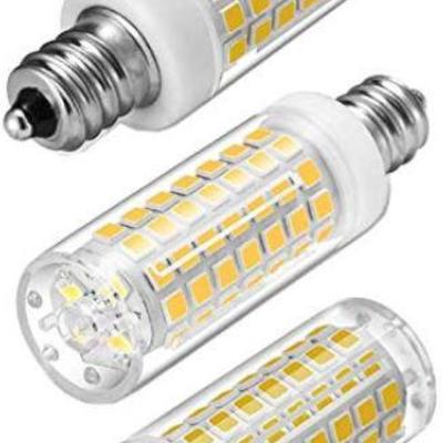 E12 Base LED Bulb 3 - Pack 6000K White Light - New