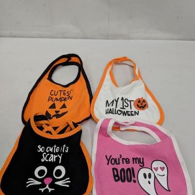 Halloween Baby Bibs 4 Pack - New