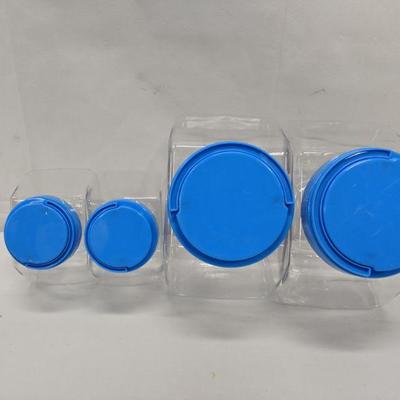 Blue/Clear 4 Pack Containers - New