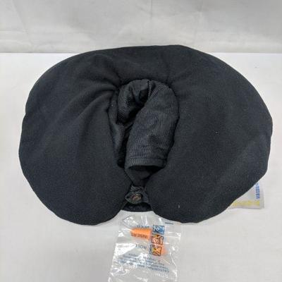 Black Travel Pillow with Ear Plugs - New