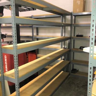 Frike Gallagher Steel Shelving Lot- 7 Sections (Forklift not included)