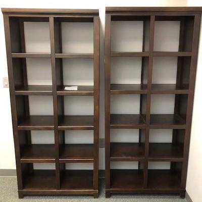 Two (2) Dark wood bookcases 