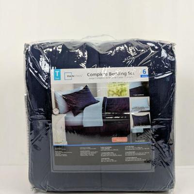 Mainstays Complete Bedding Set Twin Navy - New