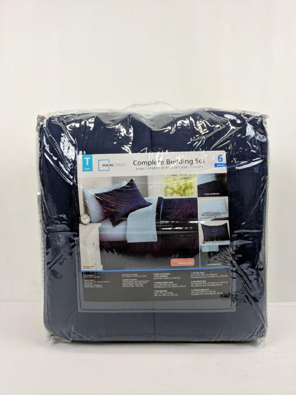 Mainstays Complete Bedding Set Twin Navy New