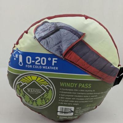 Wenzel Windy Pass 0 Degrees Fahrenheit Mummy Sleeping Bag Red - New